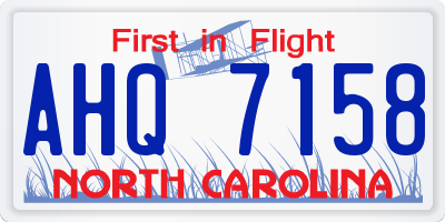 NC license plate AHQ7158