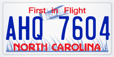 NC license plate AHQ7604