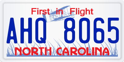 NC license plate AHQ8065