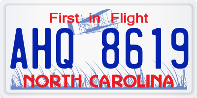 NC license plate AHQ8619