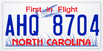 NC license plate AHQ8704