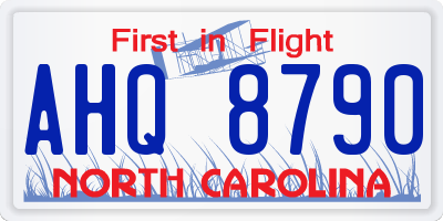 NC license plate AHQ8790