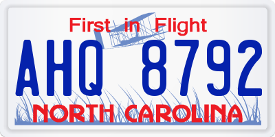 NC license plate AHQ8792
