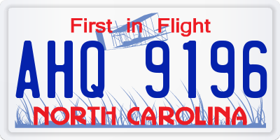 NC license plate AHQ9196