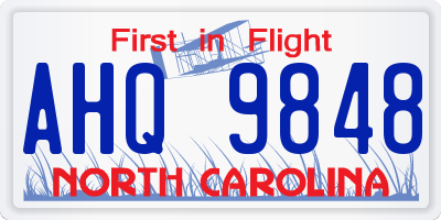 NC license plate AHQ9848