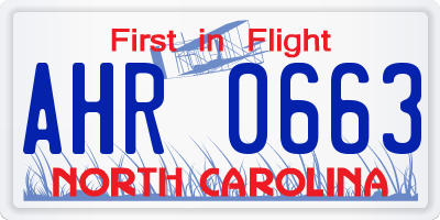 NC license plate AHR0663