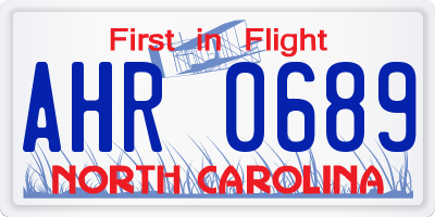 NC license plate AHR0689