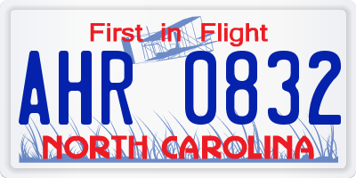 NC license plate AHR0832