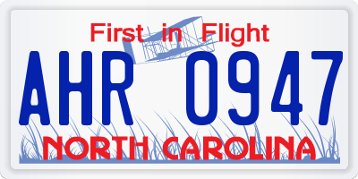NC license plate AHR0947