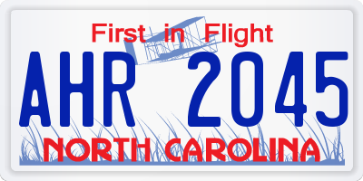 NC license plate AHR2045