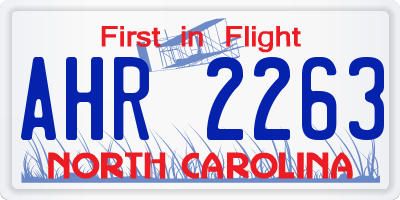 NC license plate AHR2263