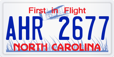 NC license plate AHR2677
