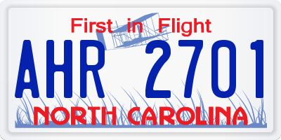 NC license plate AHR2701