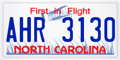 NC license plate AHR3130