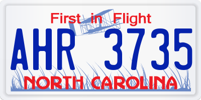 NC license plate AHR3735