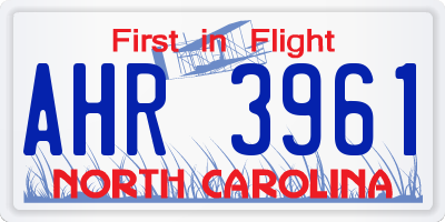 NC license plate AHR3961