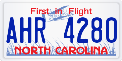 NC license plate AHR4280