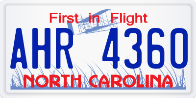 NC license plate AHR4360