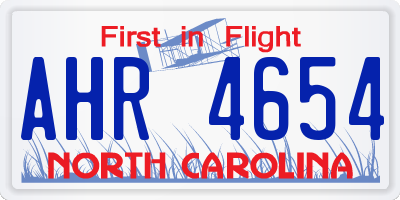 NC license plate AHR4654