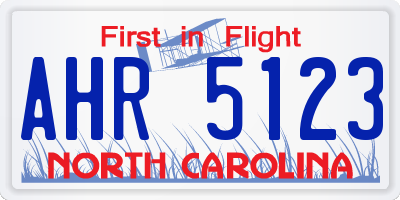 NC license plate AHR5123