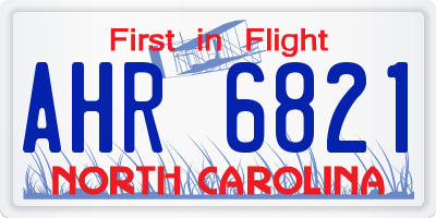 NC license plate AHR6821