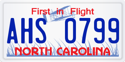 NC license plate AHS0799