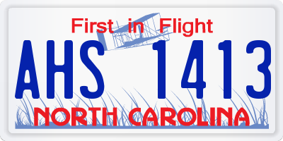NC license plate AHS1413
