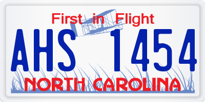 NC license plate AHS1454