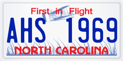 NC license plate AHS1969