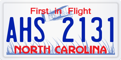 NC license plate AHS2131