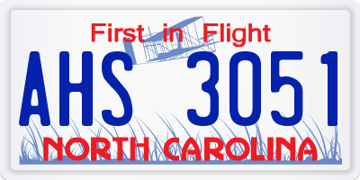NC license plate AHS3051