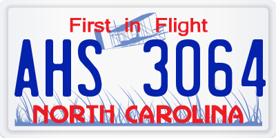 NC license plate AHS3064