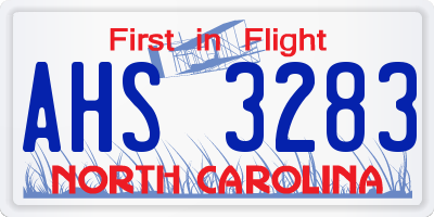 NC license plate AHS3283