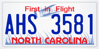 NC license plate AHS3581
