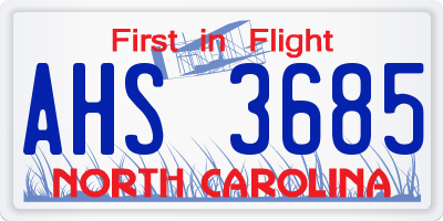 NC license plate AHS3685