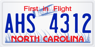 NC license plate AHS4312