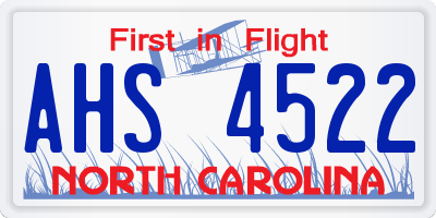 NC license plate AHS4522