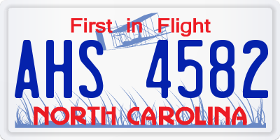NC license plate AHS4582