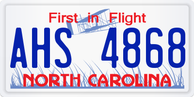 NC license plate AHS4868