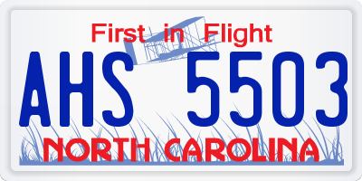 NC license plate AHS5503