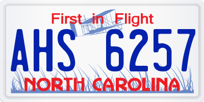 NC license plate AHS6257