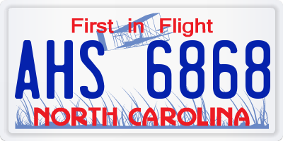 NC license plate AHS6868