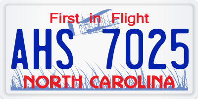 NC license plate AHS7025