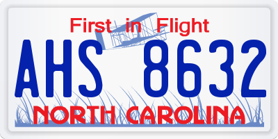 NC license plate AHS8632