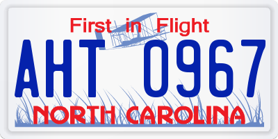 NC license plate AHT0967