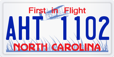 NC license plate AHT1102