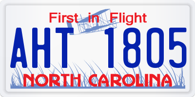 NC license plate AHT1805