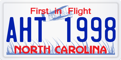 NC license plate AHT1998