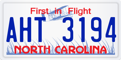 NC license plate AHT3194