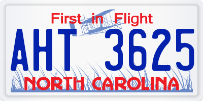 NC license plate AHT3625